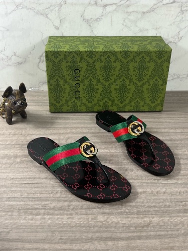 Gucci Kika Interlocking GG Web Stripe Flat Thong Sandals — 4