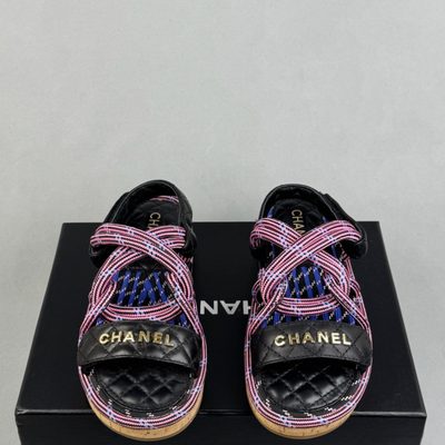 Chanel 2020 Cord Lambskin Quilted Logo Sandals — 3