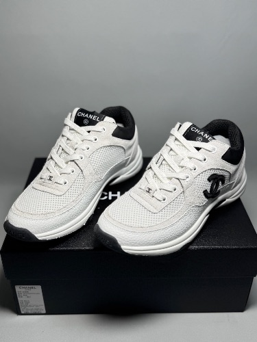 Chanel calfskin and mesh trainers