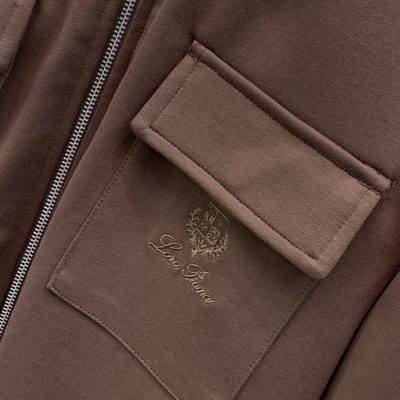 Loro Piana black zip-through overshirt and matching drawstring trousers set — 5