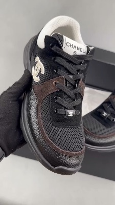 Chanel black and white mesh suede calfskin runners — 5