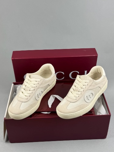 Gucci G75 trainers in white suede and mesh