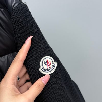 Moncler Black Padded Wool / Cashmere-Blend Zip-Up Cardigan — 3