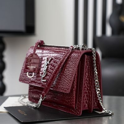 Saint Laurent Sunset Medium in Crocodile-Embossed Leather — 5
