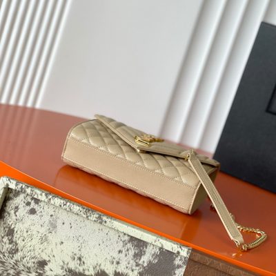 Saint Laurent grey grain de poudre textured leather envelope chain bag — 4