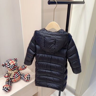 Moncler Enfant navy blue hooded down puffer coat — 9
