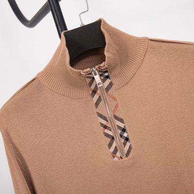 Burberry Check Wool and Cashmere Half-Zip Sweater — 8