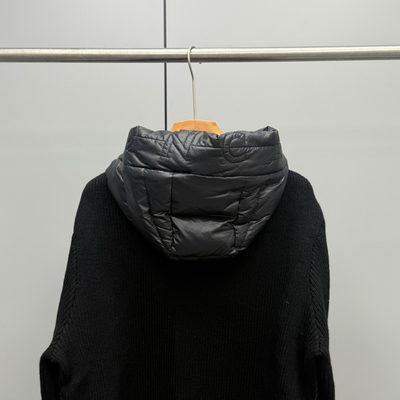 Moncler Black Padded Wool / Cashmere-Blend Zip-Up Cardigan — 8