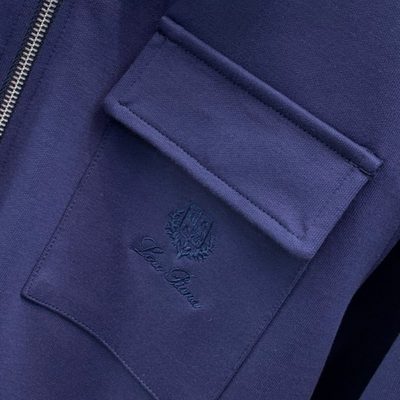 Loro Piana black zip-through overshirt and matching drawstring trousers set — 5