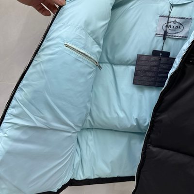Prada Re-Nylon Gabardine Hooded Down Jacket — 7