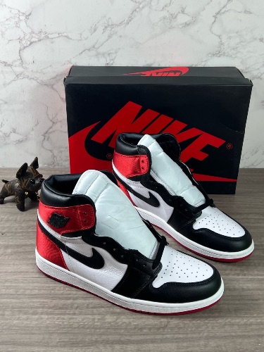 Nike Air Jordan 1 Retro High Satin Black Toe (W) sneakers. — 4