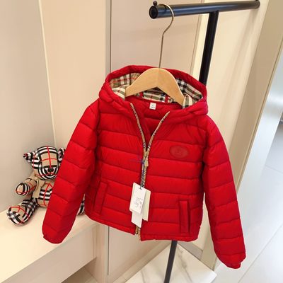 Burberry Kids Checker-tape Nylon Hooded Puffer Jacket — 5
