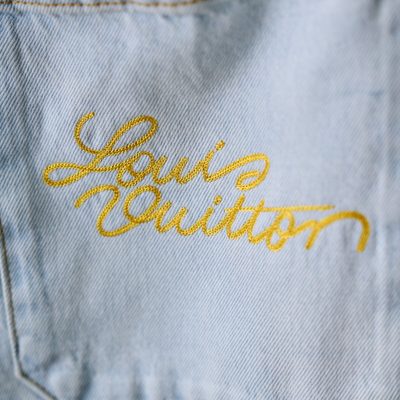 Louis Vuitton Signature Embroidered Denim Workwear Shorts — 10