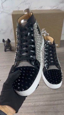 Christian Louboutin Men's Louis Orlato Flat Spikes high-top sneakers — 5