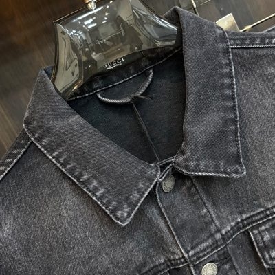 Gucci dark gray stone-washed cotton denim jacket and matching wide-leg jeans — 7