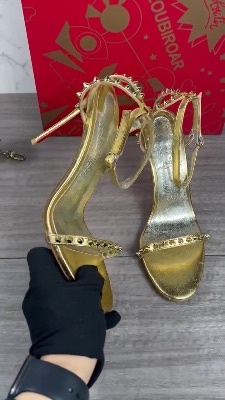 Christian Louboutin So Me 100 mm spiked gold metallic leather sandals — 5