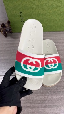 Gucci Ivory Rubber Interlocking G Slides — 5