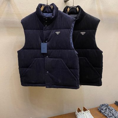 Prada Down-Filled Cotton Corduroy Vest — 3