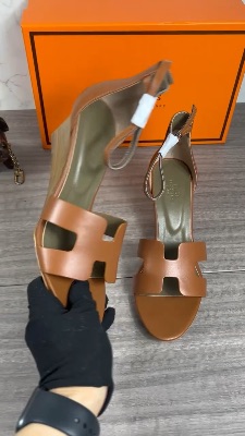 Hermès Legend wedge sandals in a brown calfskin leather — 5