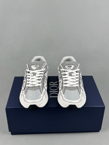 Dior B30 grey and white sneakers featuring a reflective CD signature — 3