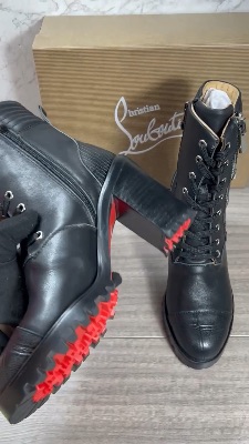Christian Louboutin black leather En Hiver lug sole combat boots — 5