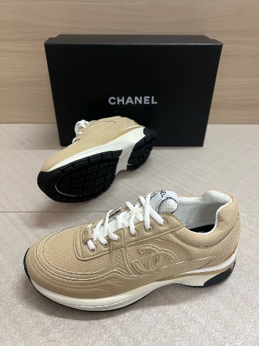 Chanel CC Logo suede and fabric sneakers