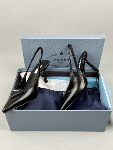 Prada brushed leather slingback pumps