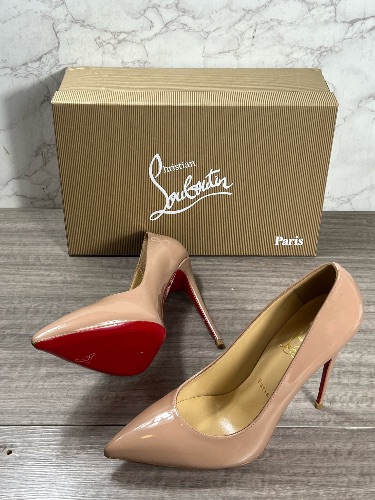Christian Louboutin nude patent leather Kate 100 mm stiletto pumps — 4