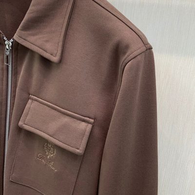 Loro Piana black zip-through overshirt and matching drawstring trousers set — 4
