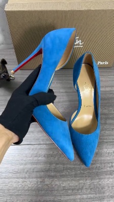 Christian Louboutin Iriza 100 blue suede d'Orsay pumps — 5