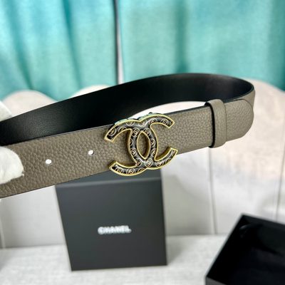 Chanel leather belt features a gold-tone CC buckle — 4