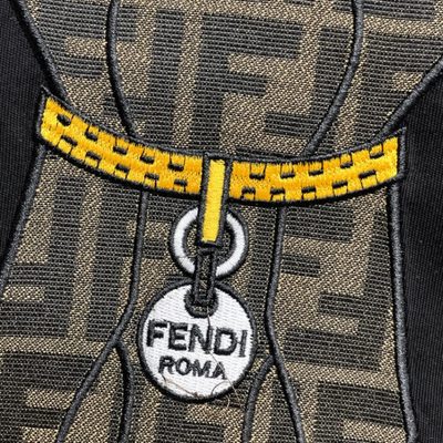 Fendi Men's Black Cotton Jacquard Patch T-shirt — 10