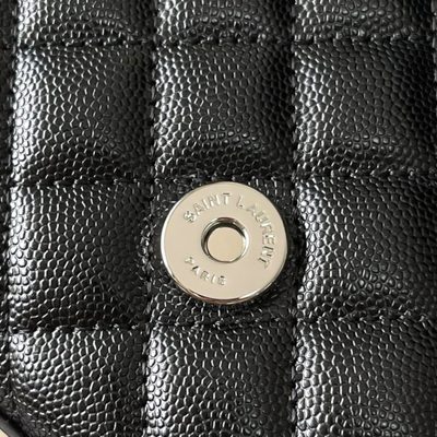 Saint Laurent grey grain de poudre textured leather envelope chain bag — 6