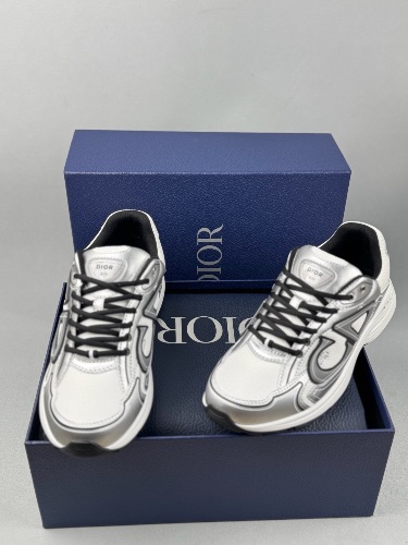 Dior B30 sneakers in white and silver-tone