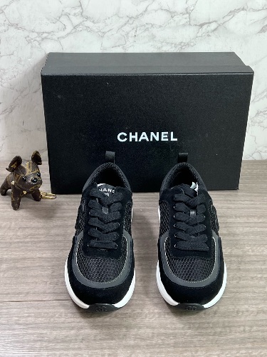 Chanel black mesh and suede trainers — 3