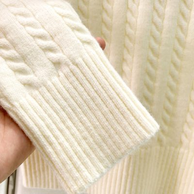 Prada black cable-knit crewneck sweater — 9
