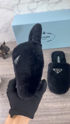 Prada black sheepskin shearling mules — 5