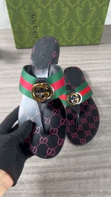 Gucci Kika Interlocking GG Web Stripe Flat Thong Sandals — 5