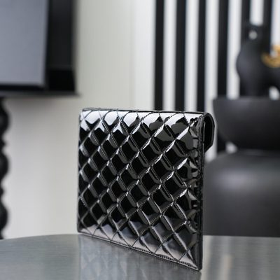 Saint Laurent Paris Matelassé Patent-Leather Clutch — 6