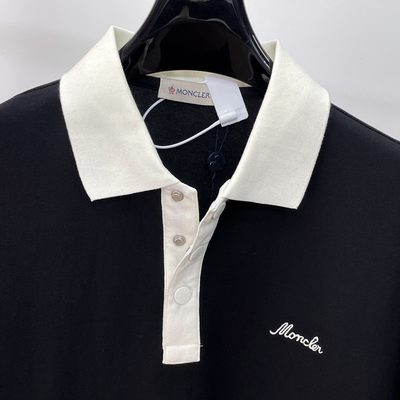 Moncler black and white cotton piquet polo shirt — 3