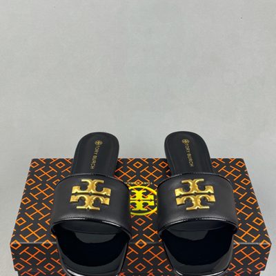 Tory Burch Eleanor slide mules in black leather — 3