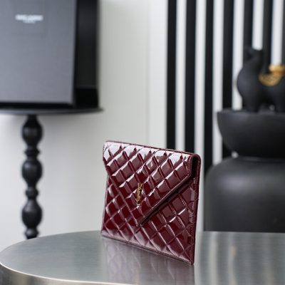 Saint Laurent Paris Matelassé Patent-Leather Clutch — 4