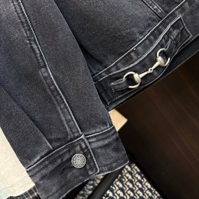 Gucci dark gray stone-washed cotton denim jacket and matching wide-leg jeans — 16