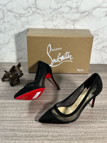 Christian Louboutin Galativi black suede and mesh pumps — 4