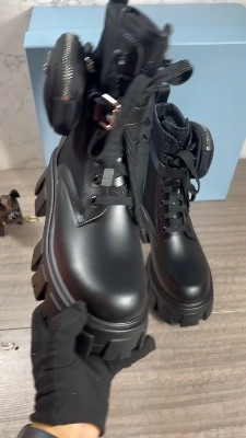 Prada Monolith Brushed Leather and Re-Nylon Boots — 5