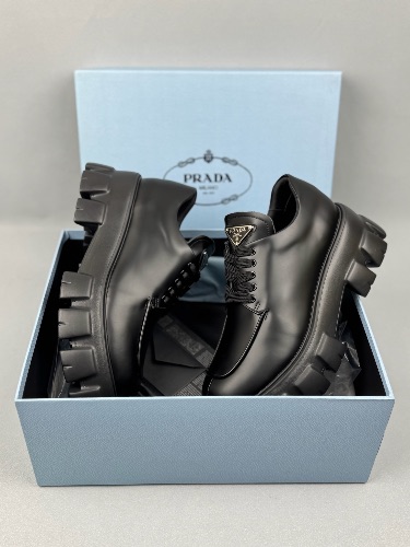 Prada Monolith brushed leather lace-up derby shoes