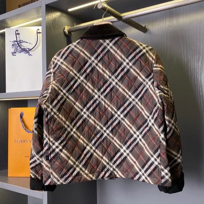 Burberry Oldham Corduroy-Trimmed Quilted Checked Cotton Jacket — 9