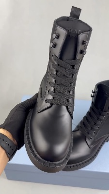 Prada black brushed leather and Re-Nylon ankle boots — 5