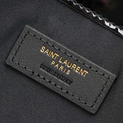 Saint Laurent Paris Matelassé Patent-Leather Clutch — 13