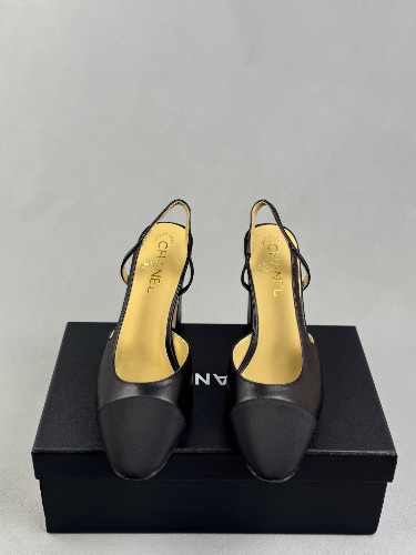 Chanel goatskin and grosgrain black slingback heels — 3